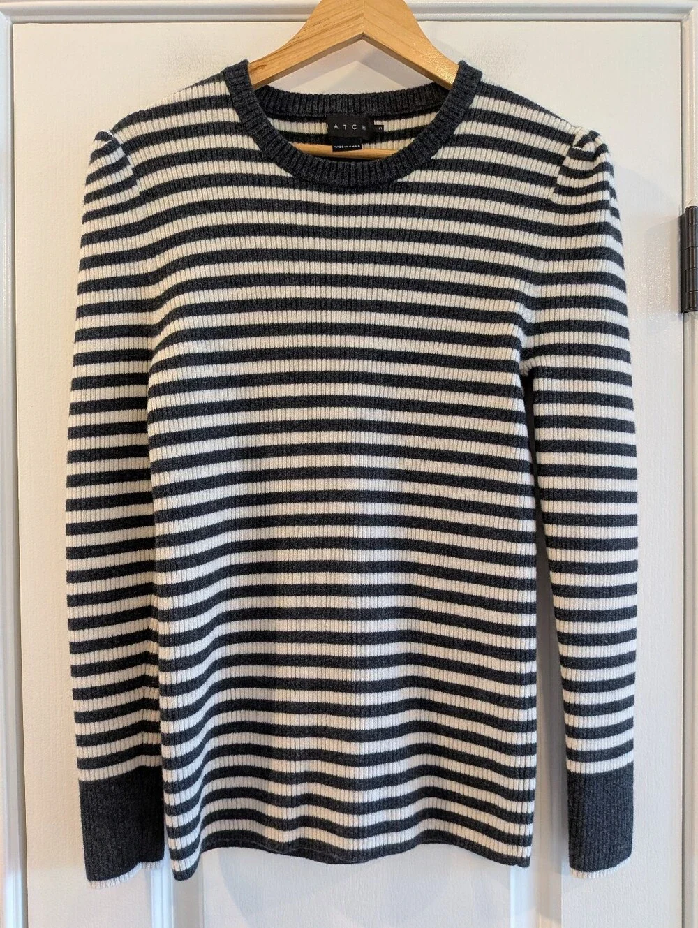 Hatch Giada Merino Wool Sweater Striped Black White Rib Knit Maternity Size 3/L